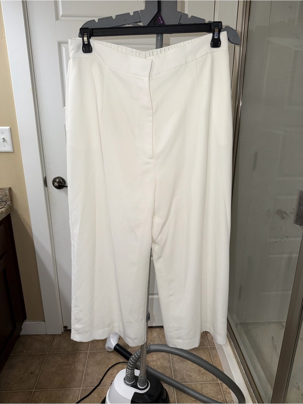 Wayf Ivory Wide-Leg Dress Pants